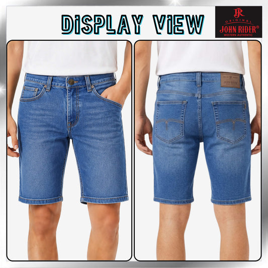 John Rider Men's Denim Short Pants Slim Fit /Light Denim Blue /Size 27-40