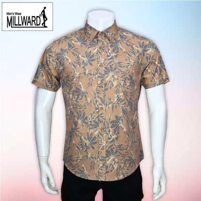 Brand Millward Shirt Short Sleeve Slim Fit Leaf Pattern Collection / Baju kemeja Lengan Pendek Koleksi Millward Slim Fit Corak Daun