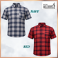 MILLWARD Men’s Plaid Casual Shirt – Short Sleeve Regular Fit Red & Navy