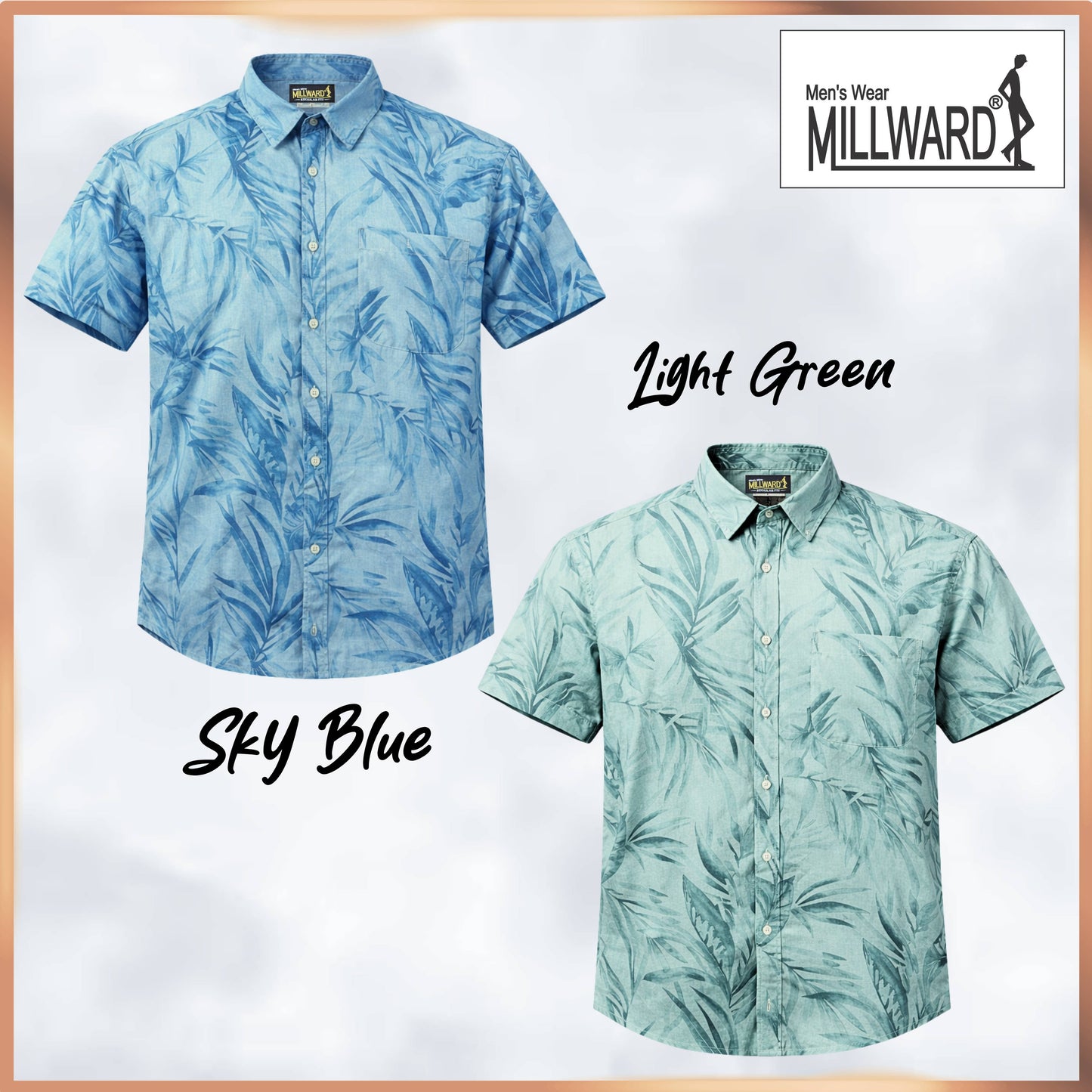 MILLWARD Men’s Floral Short Sleeve Shirt Regular Fit  (S–4XL)/Kemeja Lelaki Corak Floral MILLWARD Lengan Pendek Regular Fit  (S–4XL)