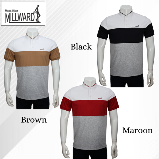 Brand Millward – Men’s Short Sleeve Polo Tee , colour-block modern style