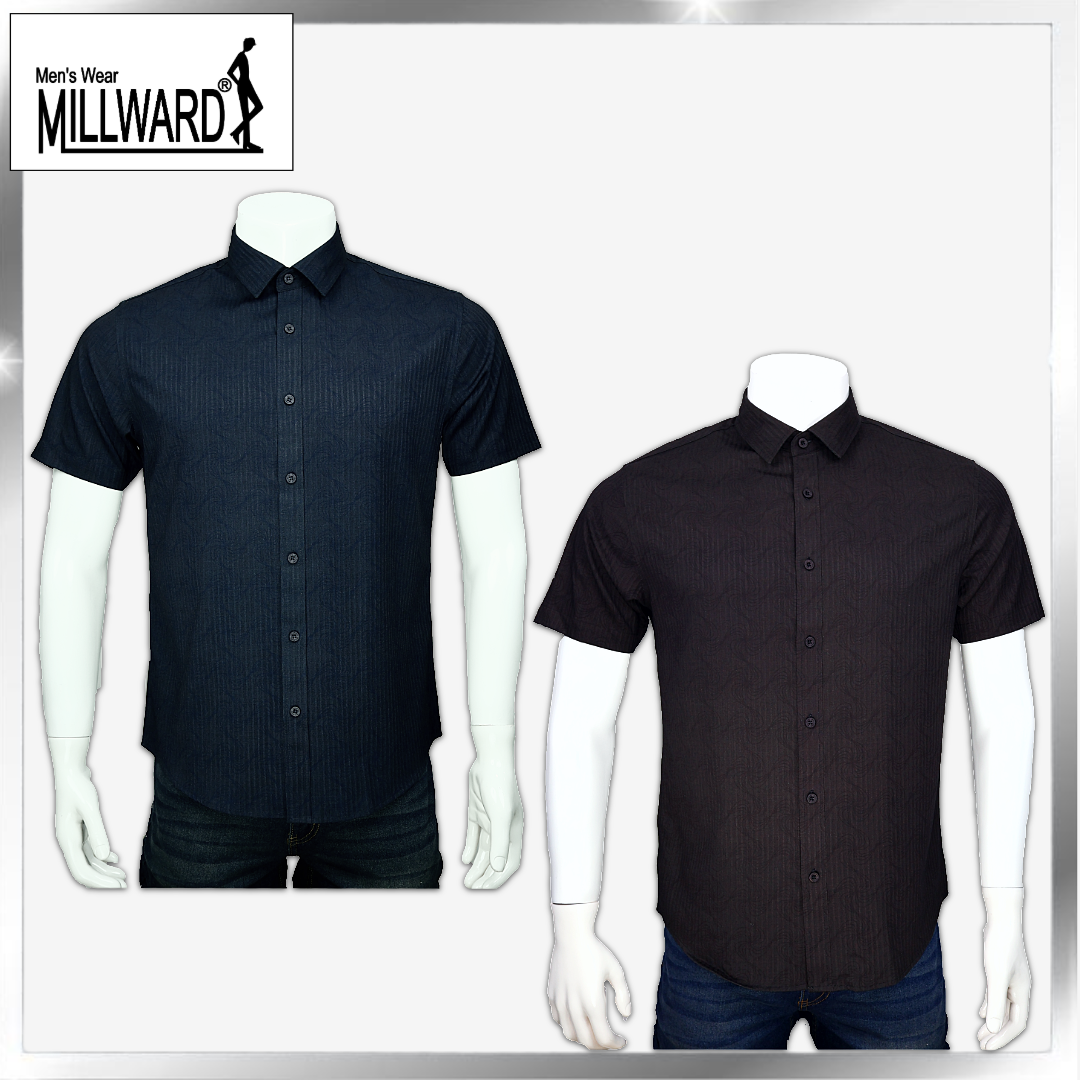 Millward Shirt Short Sleeve D.Brown/Navy / Slim Fit