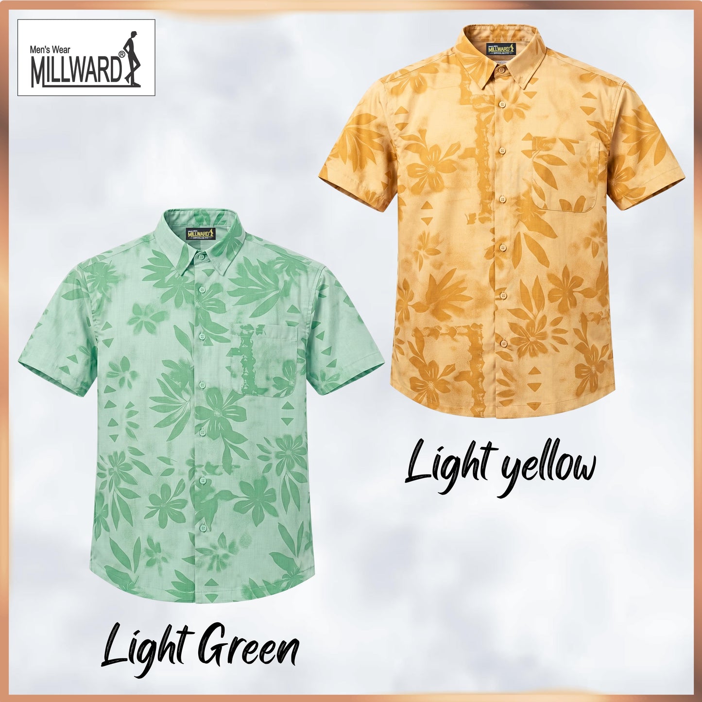 Brand MILLWARD Men’s Floral Short Sleeve Shirt (M–4XL) / Kemeja Lelaki Lengan Pendek Corak Bunga (M–4XL)