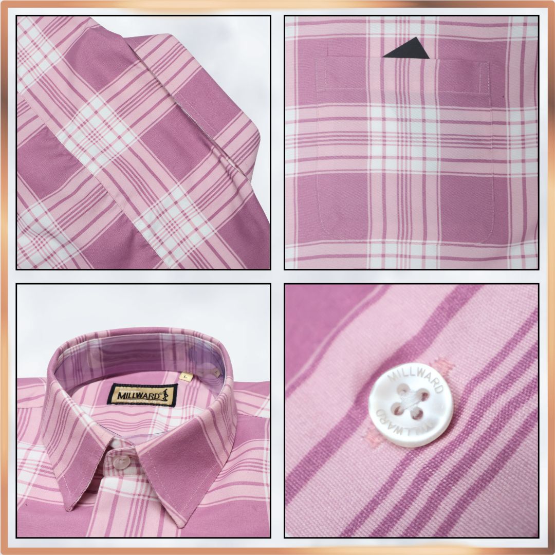 MILLWARD Classic Plaid Short Sleeve Shirt  Lavender & Blue Grey