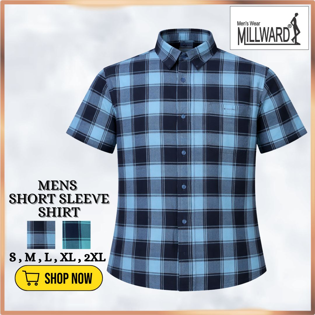 MILLWARD Classic Plaid Short Sleeve Shirt Navy & Green