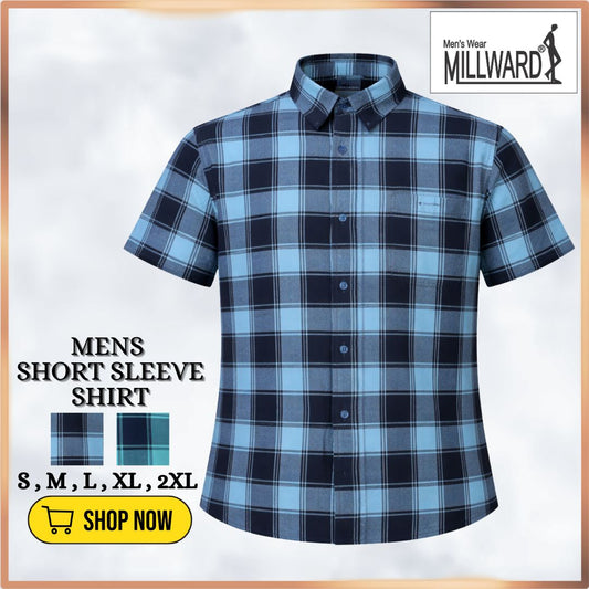 MILLWARD Classic Plaid Short Sleeve Shirt Navy & Green