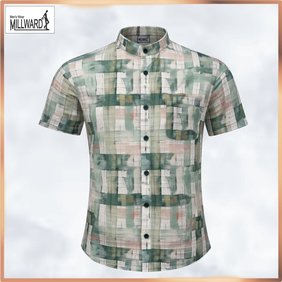 MILLWARD Men’s Short Sleeve Shirt Abstract Pattern