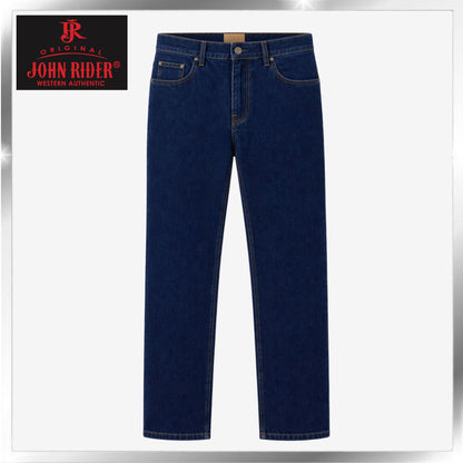 John Rider Jeans Straight Cut Dark Blue Denim Fit Casual Wear