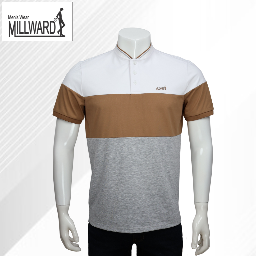 Brand Millward – Men’s Short Sleeve Polo Tee , colour-block modern style