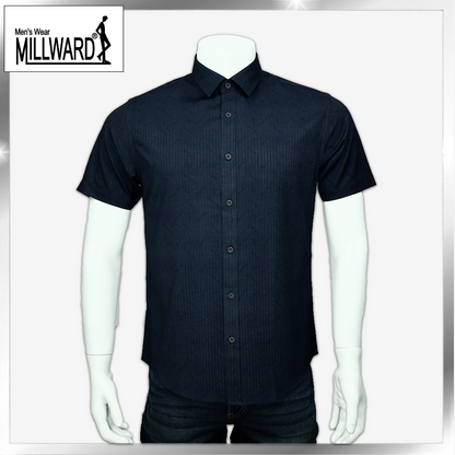 Millward Shirt Short Sleeve D.Brown/Navy / Slim Fit