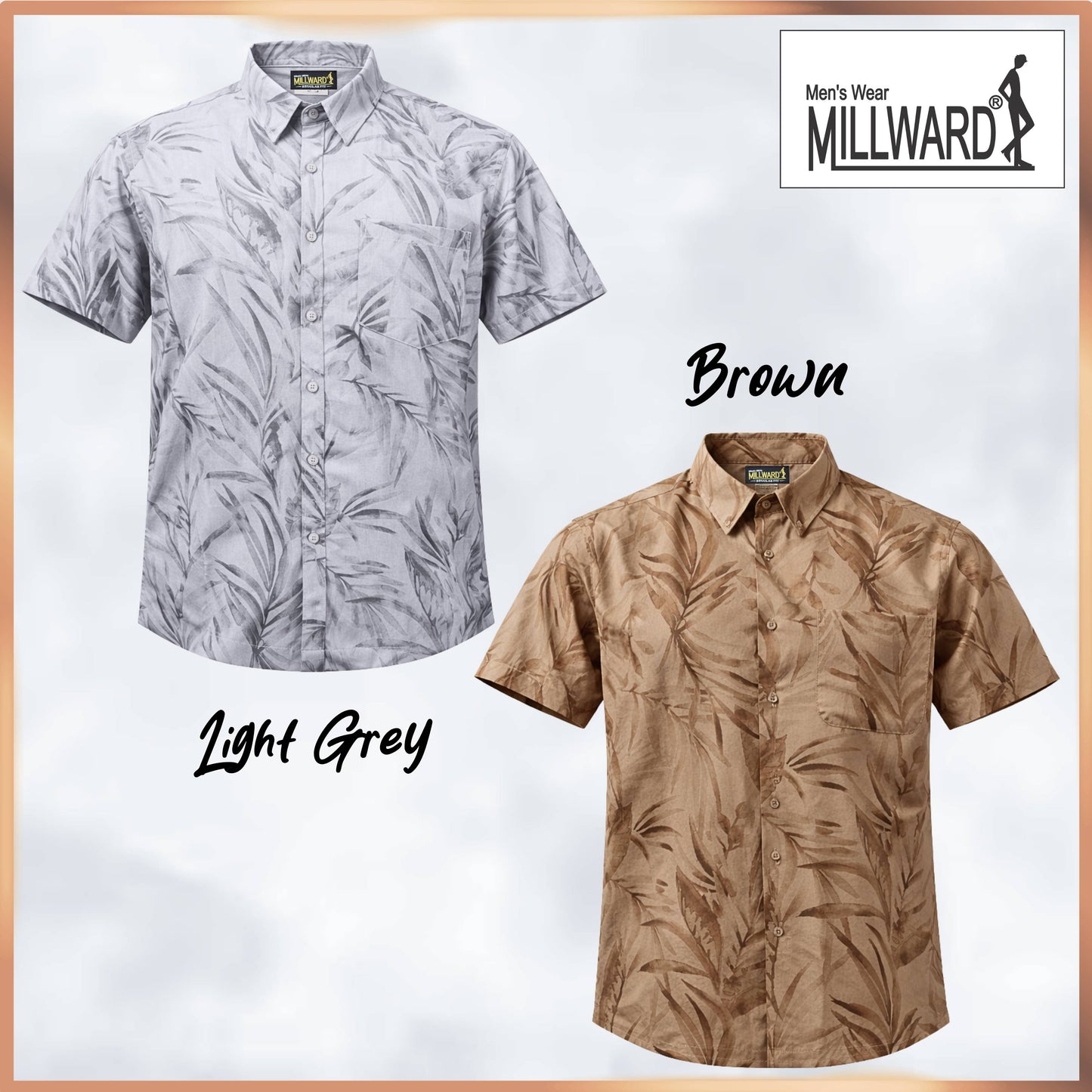 MILLWARD Men’s Floral Short Sleeve Shirt Regular Fit  (S–4XL)/Kemeja Lelaki Corak Floral MILLWARD Lengan Pendek Regular Fit  (S–4XL)