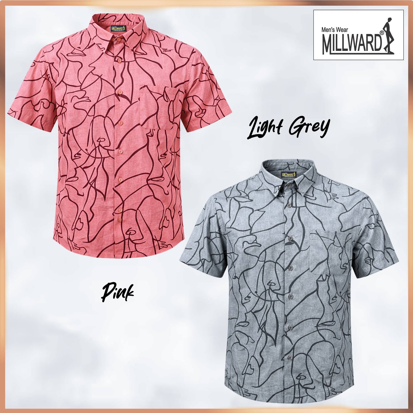 MILLWARD Abstract Line Casual Shirt – Men (M–4XL) /Kemeja Kasual Corak Garisan Abstrak MILLWARD – Lelaki (M–4XL)