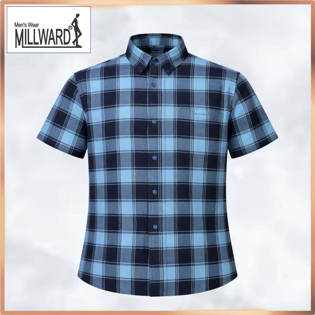 MILLWARD Classic Plaid Short Sleeve Shirt Navy & Green