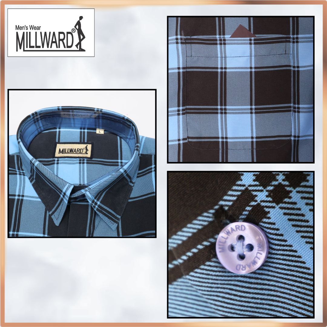 MILLWARD Classic Plaid Short Sleeve Shirt Navy & Green