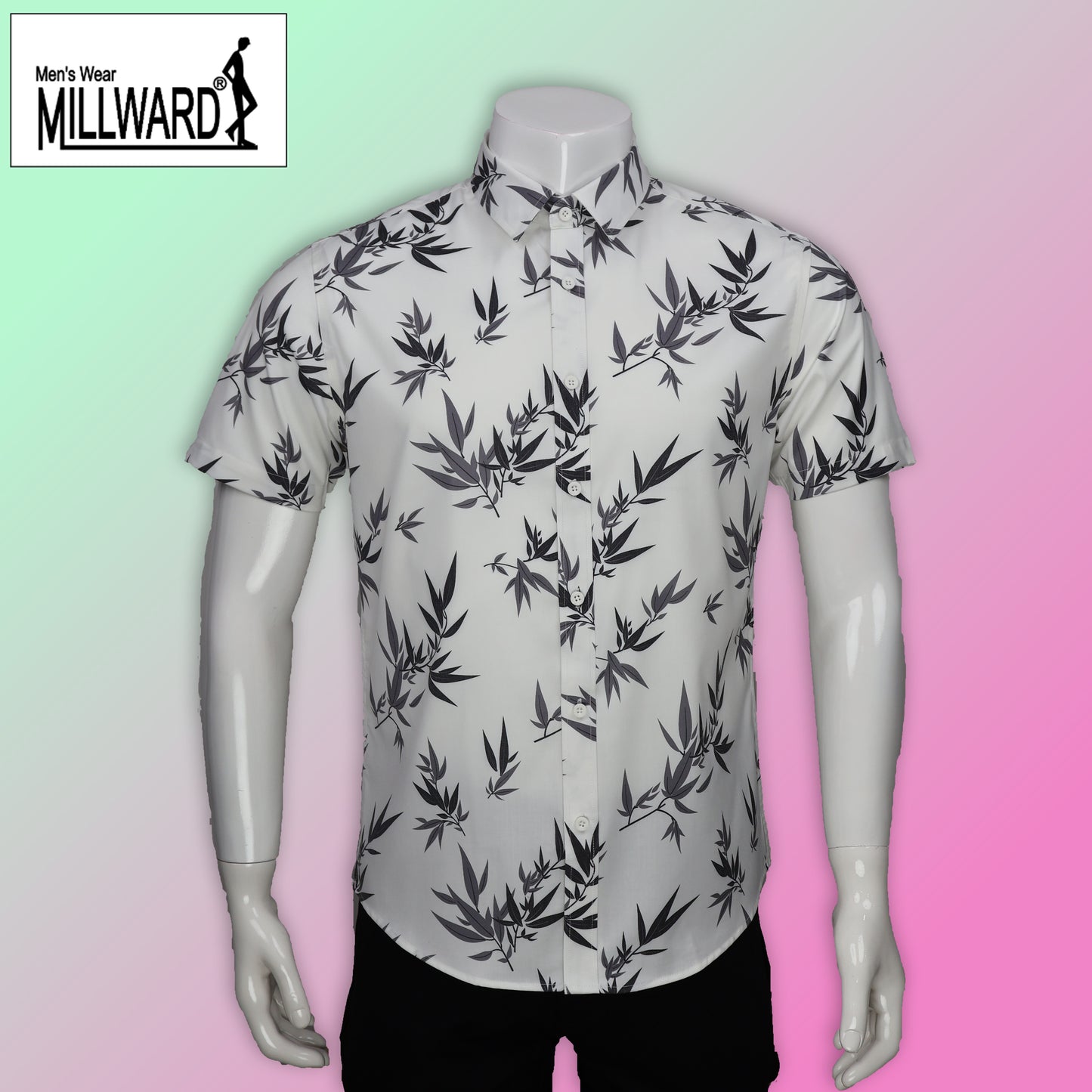 Brand Millward Shirt Short Sleeve Slim Fit Leaf Pattern Collection / Baju kemeja Lengan Pendek Koleksi Millward Slim Fit  Corak Daun