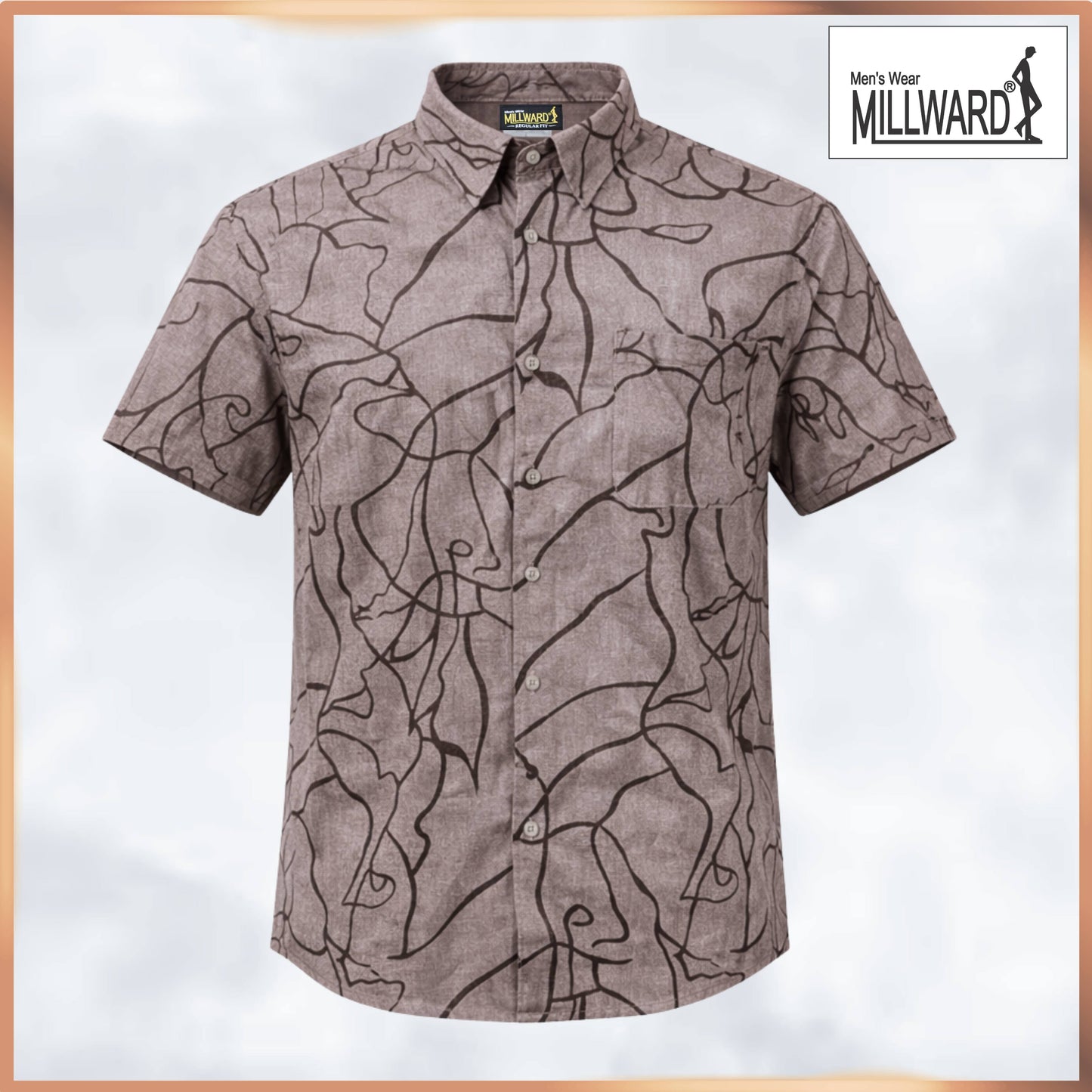 MILLWARD Abstract Line Casual Shirt – Men (M–4XL) /Kemeja Kasual Corak Garisan Abstrak MILLWARD – Lelaki (M–4XL)