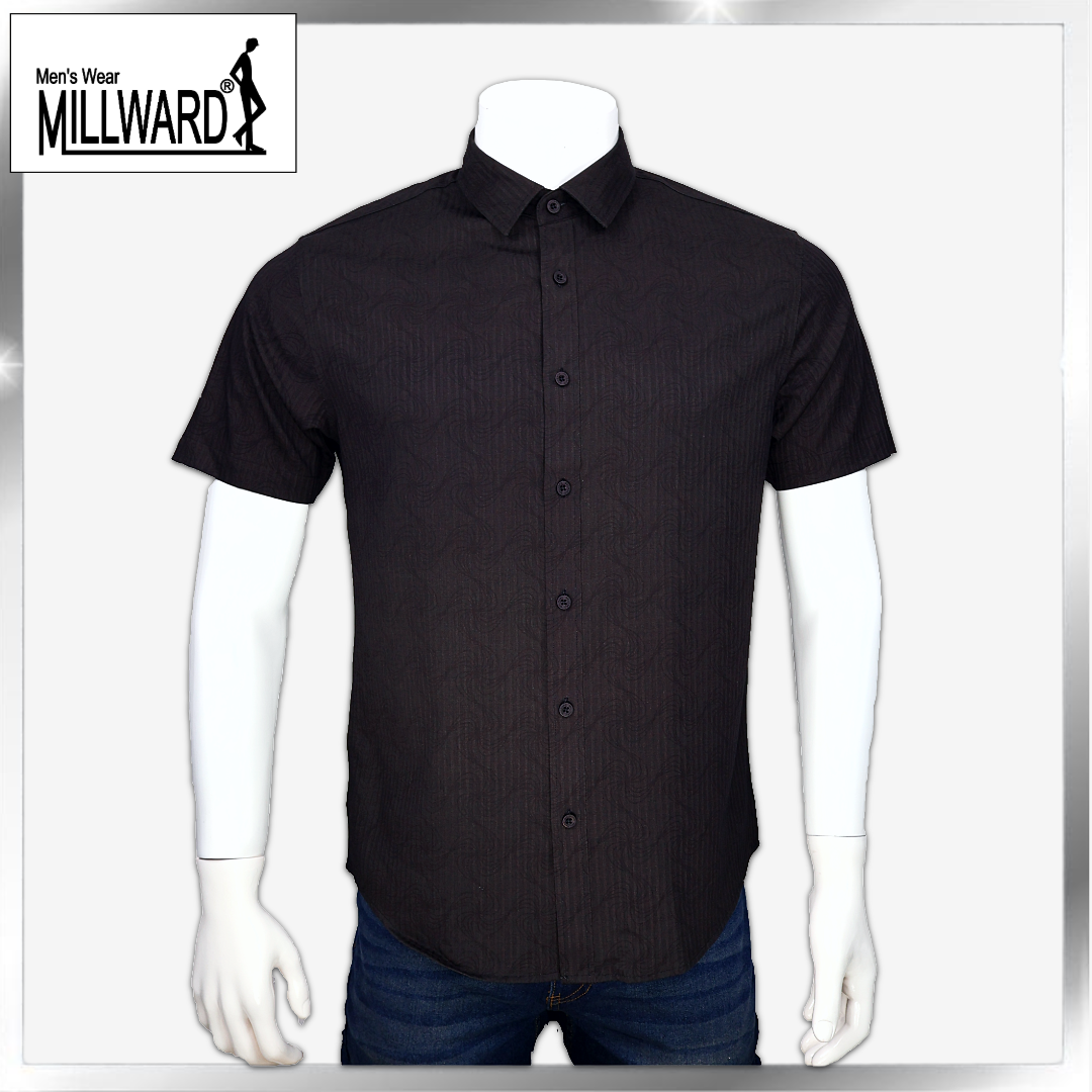 Millward Shirt Short Sleeve D.Brown/Navy / Slim Fit