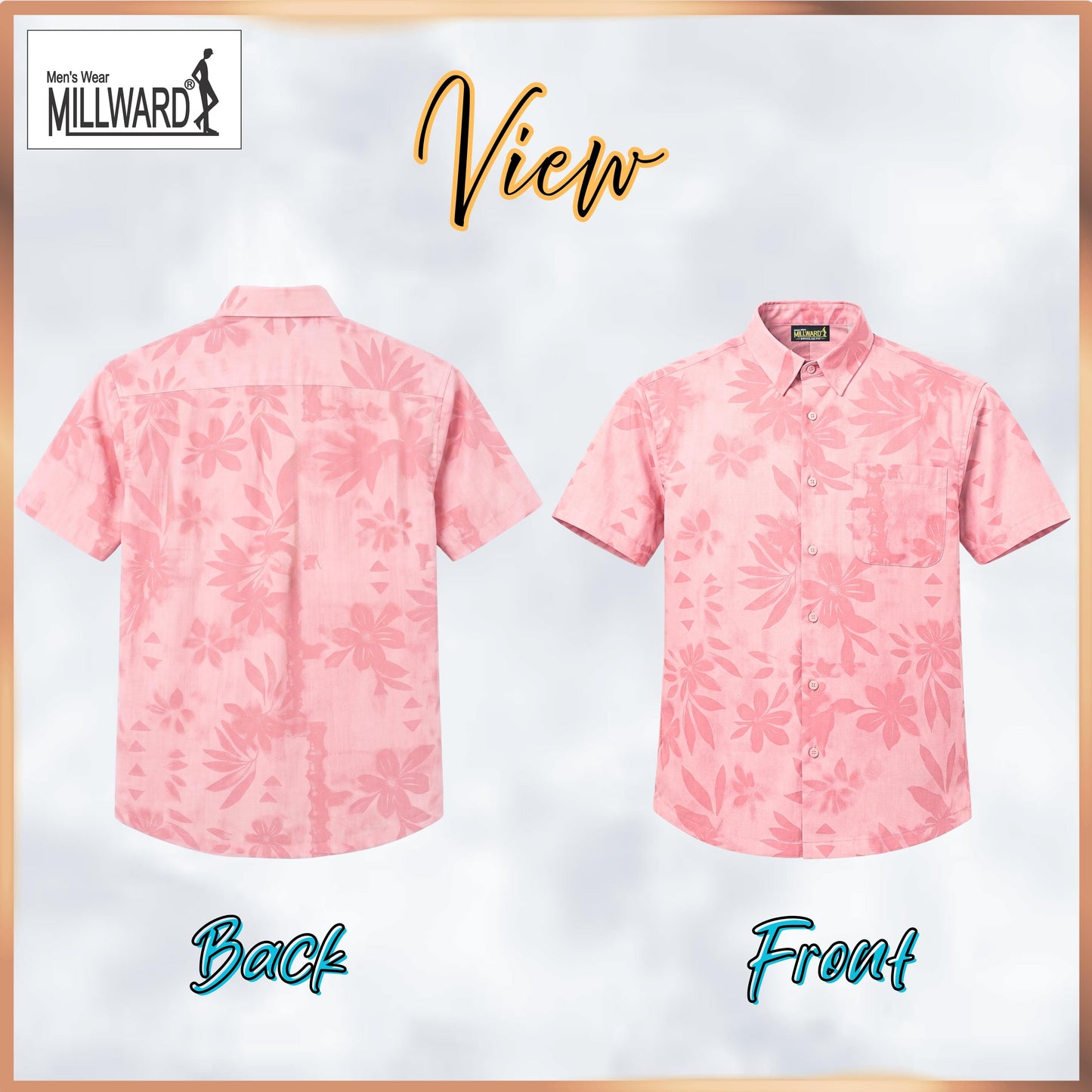 Brand MILLWARD Men’s Floral Short Sleeve Shirt (M–4XL) / Kemeja Lelaki Lengan Pendek Corak Bunga (M–4XL)