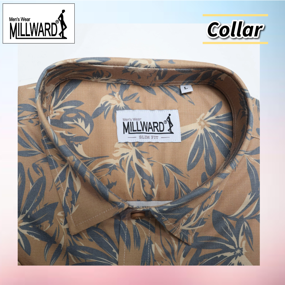 Brand Millward Shirt Short Sleeve Slim Fit Leaf Pattern Collection / Baju kemeja Lengan Pendek Koleksi Millward Slim Fit Corak Daun