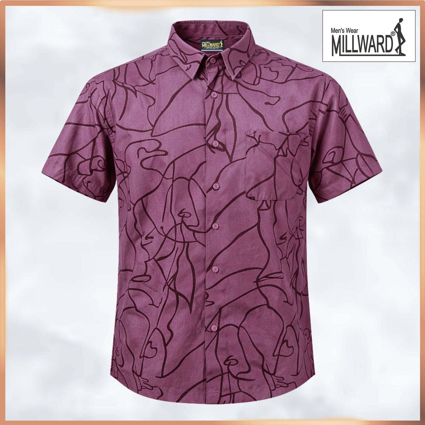 MILLWARD Abstract Line Casual Shirt – Men (M–4XL) /Kemeja Kasual Corak Garisan Abstrak MILLWARD – Lelaki (M–4XL)