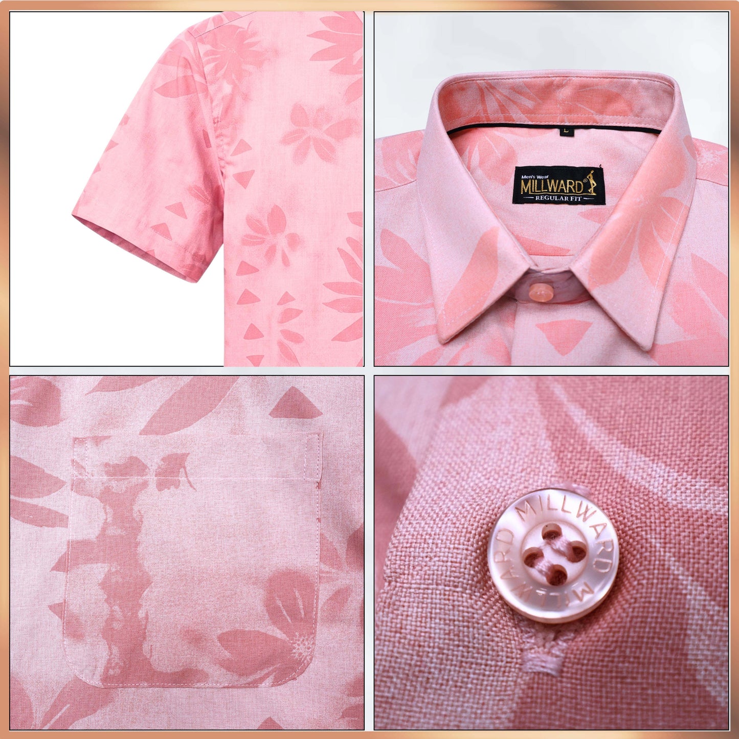 Brand MILLWARD Men’s Floral Short Sleeve Shirt (M–4XL) / Kemeja Lelaki Lengan Pendek Corak Bunga (M–4XL)