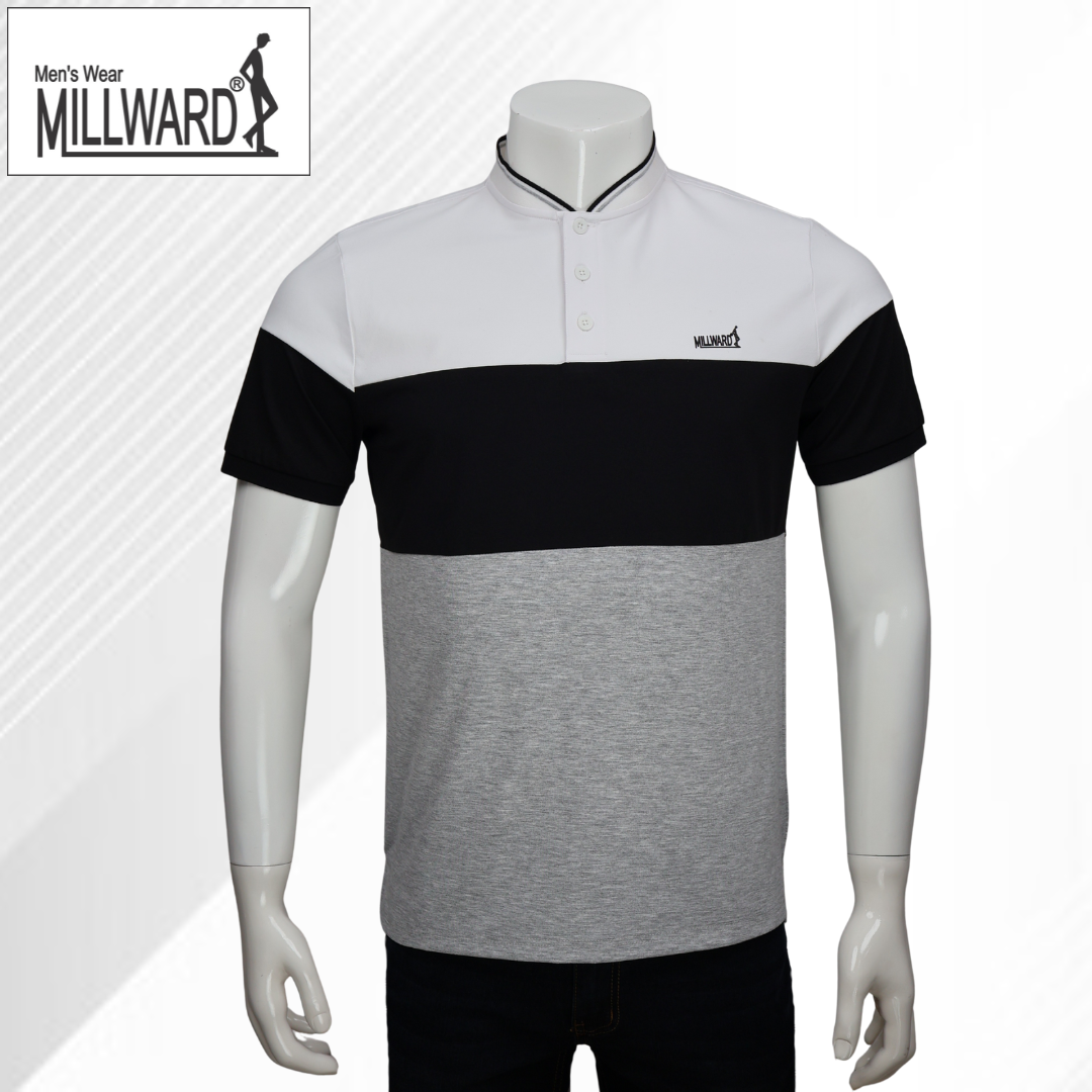 Brand Millward – Men’s Short Sleeve Polo Tee , colour-block modern style