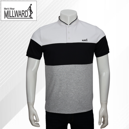 Brand Millward – Men’s Short Sleeve Polo Tee , colour-block modern style