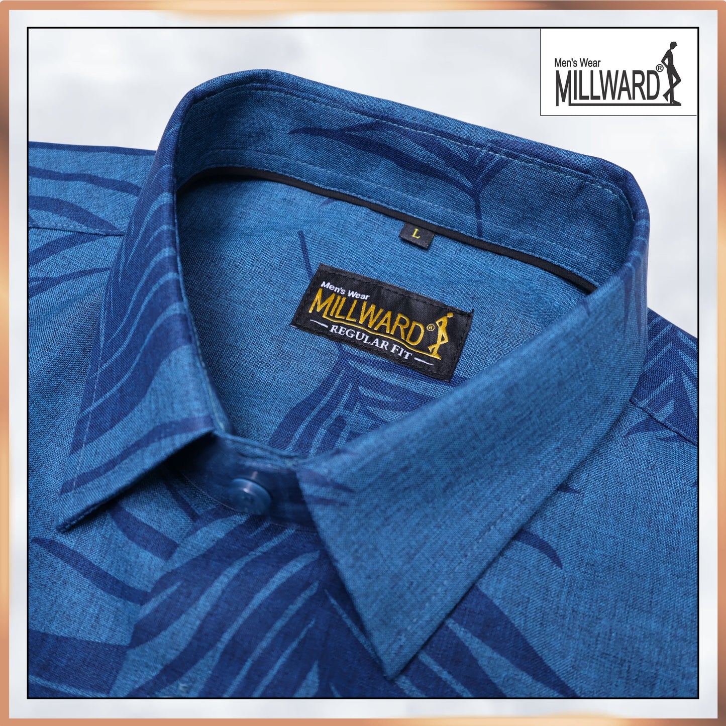 Brand MILLWARD Men’s Leaf Short Sleeve Shirt (M–4XL) / Kemeja Lelaki Lengan Pendek Corak Daun (M–4XL)