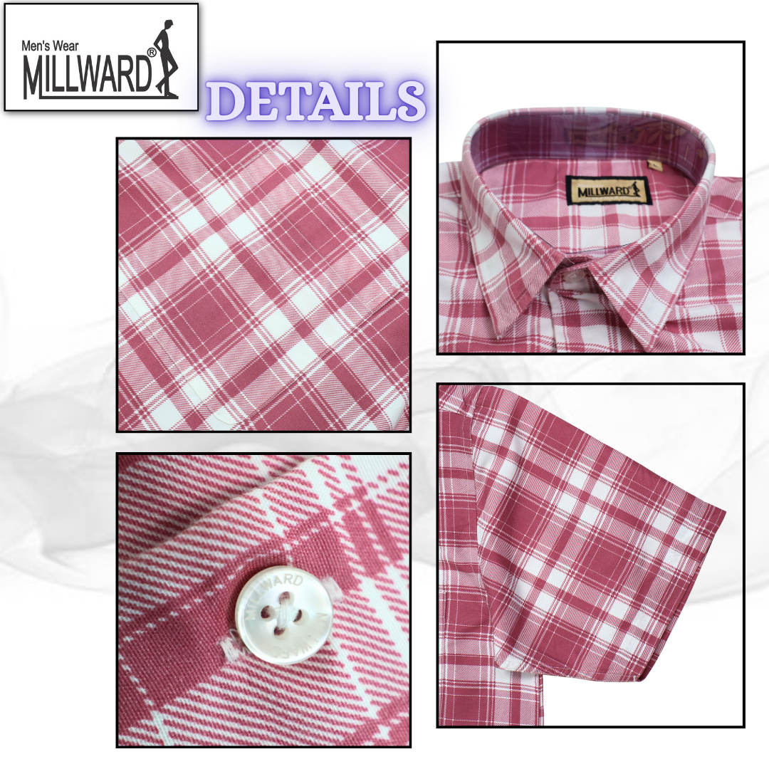 Brand Millward Men's Shirt Short Sleeve [RegularFit] / Kemeja Lelaki Lengan Pendek ) [RegularFit] (L.Pink & M.Green)