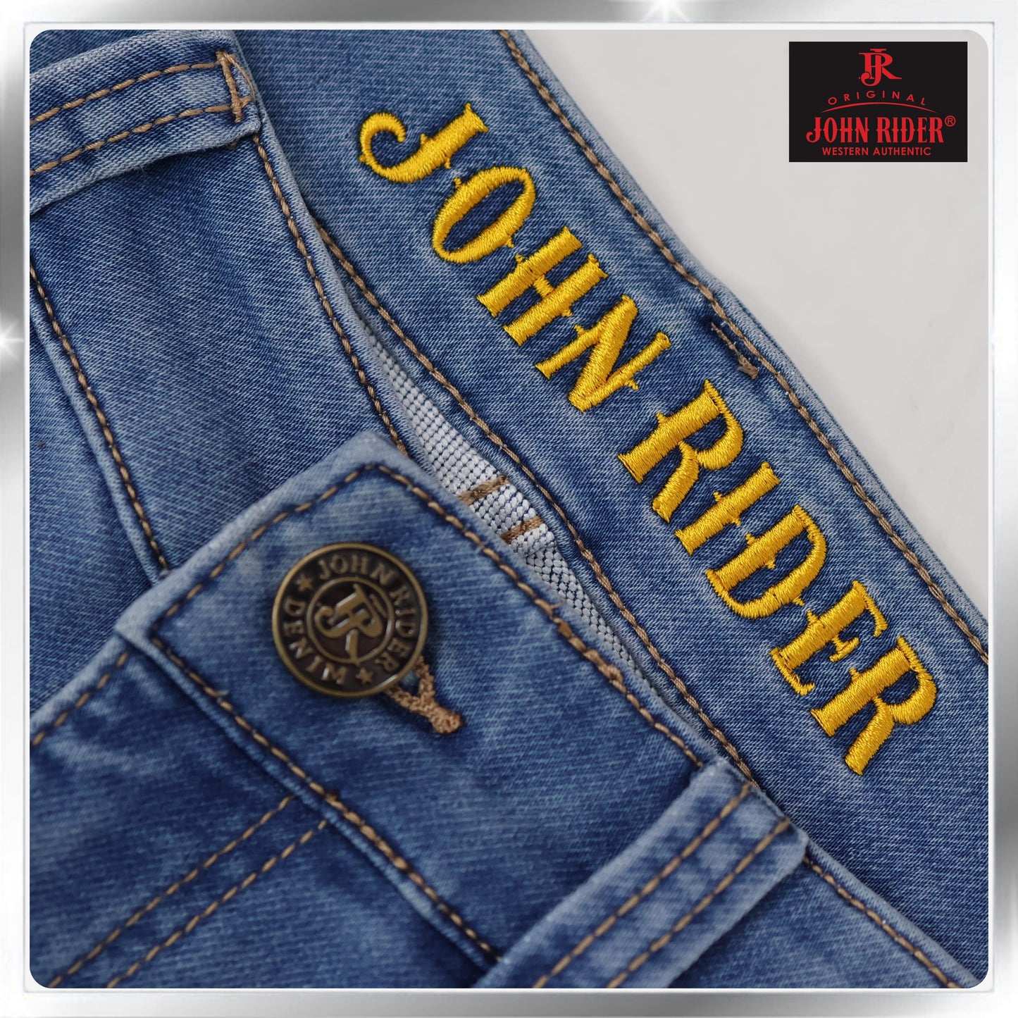 John Rider Men's Denim Short Pants Slim Fit /Light Denim Blue /Size 27-40
