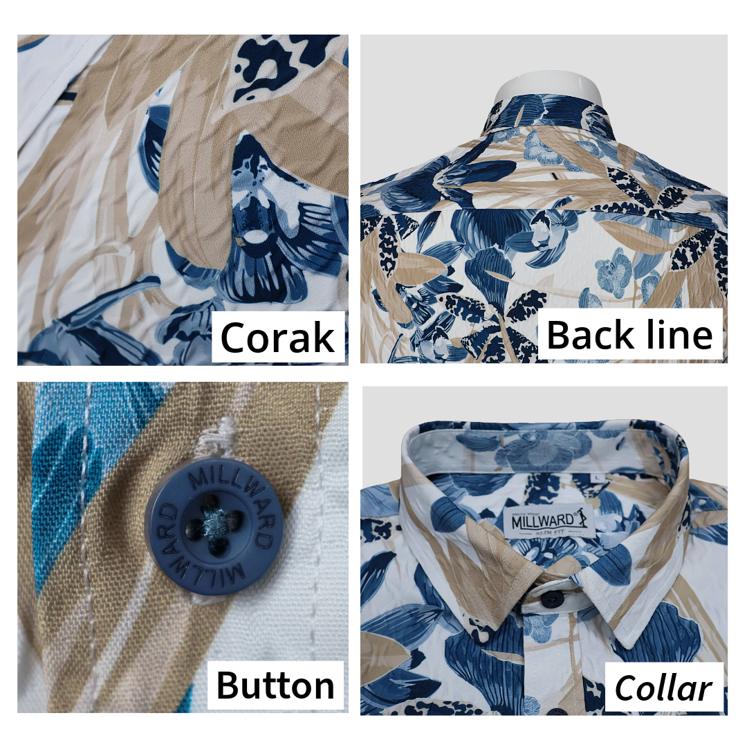 Brand Millward Shirt Short Sleeve Blue & Grey/Blue & Grey/Slim Fit