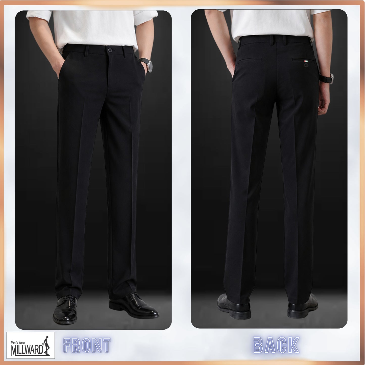 Millward Men's Chino Long Pants Straight Cut [Available} in Oatmeal,Grey,Dark Grey,Black