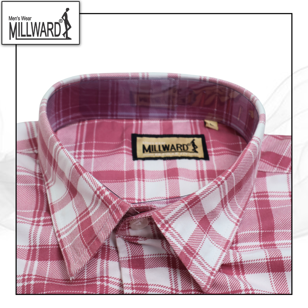 Brand Millward Men's Shirt Short Sleeve [RegularFit] / Kemeja Lelaki Lengan Pendek ) [RegularFit] (L.Pink & M.Green)