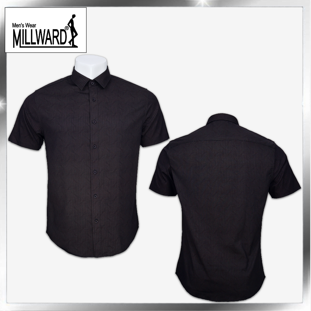 Millward Shirt Short Sleeve D.Brown/Navy / Slim Fit