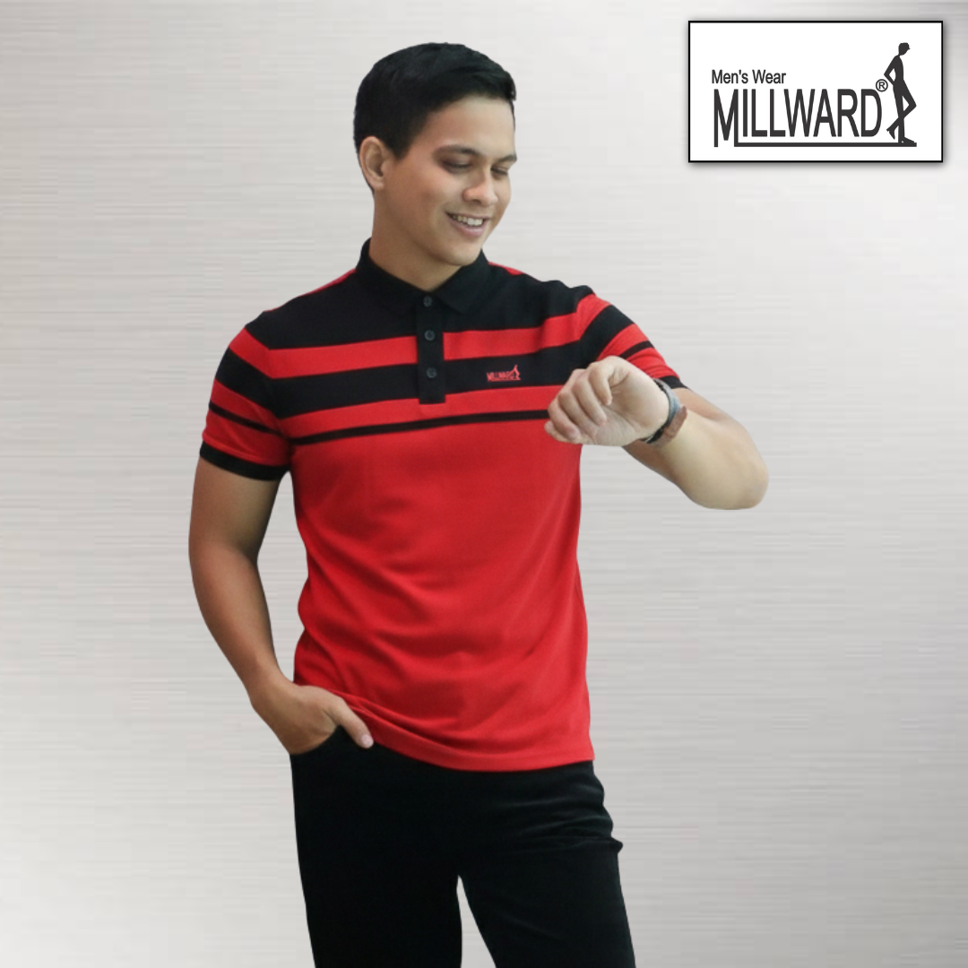 MILLWARD Brand Men’s Polo T-Shirt Red, Navy & White Slim Fit /Kemeja Polo Lelaki Warna Merah, Navy & Putih Potongan Slim