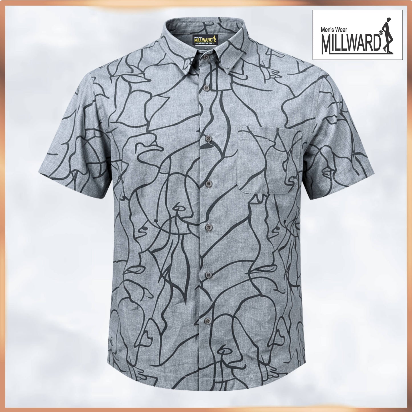 MILLWARD Abstract Line Casual Shirt – Men (M–4XL) /Kemeja Kasual Corak Garisan Abstrak MILLWARD – Lelaki (M–4XL)