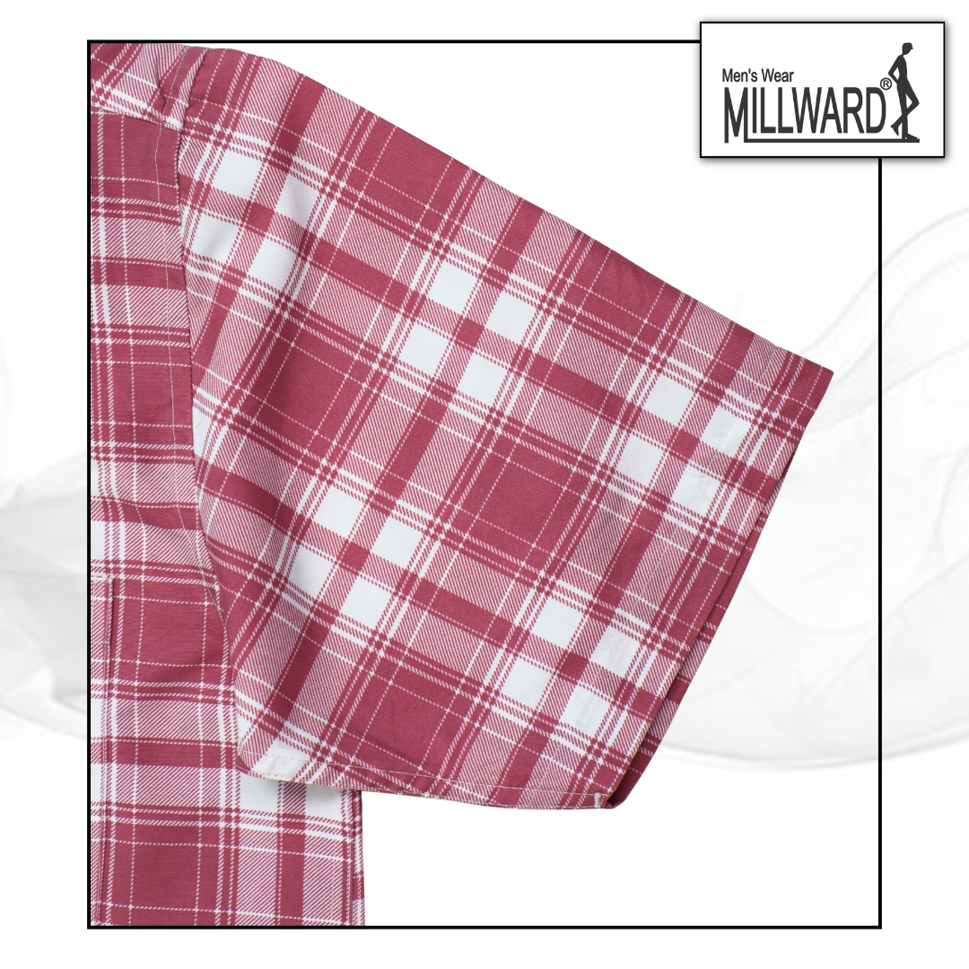 Brand Millward Men's Shirt Short Sleeve [RegularFit] / Kemeja Lelaki Lengan Pendek ) [RegularFit] (L.Pink & M.Green)