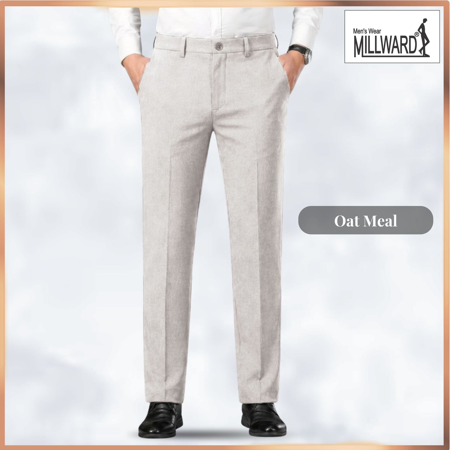 Millward Men's Chino Long Pants Straight Cut [Available} in Oatmeal,Grey,Dark Grey,Black