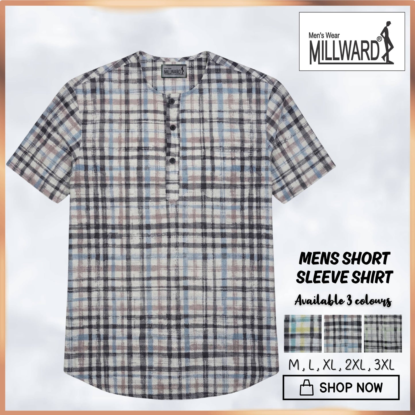BRAND MILLWARD Men’s Plaid Short Sleeve Shirt