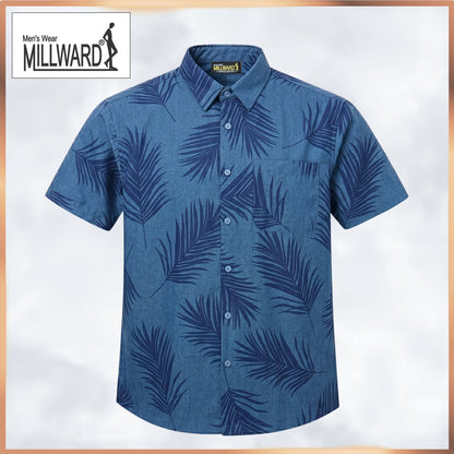 Brand MILLWARD Men’s Leaf Short Sleeve Shirt (M–4XL) / Kemeja Lelaki Lengan Pendek Corak Daun (M–4XL)