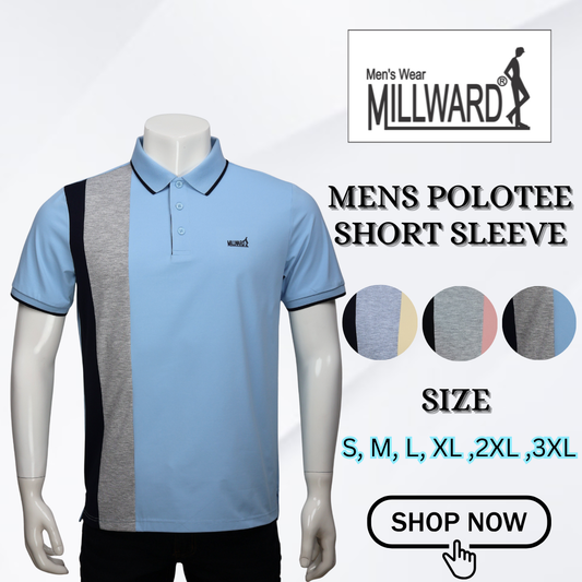 Brand Millward – Men’s Short Sleeve Polo Tee , Modern color-block side panel , Slim Fit