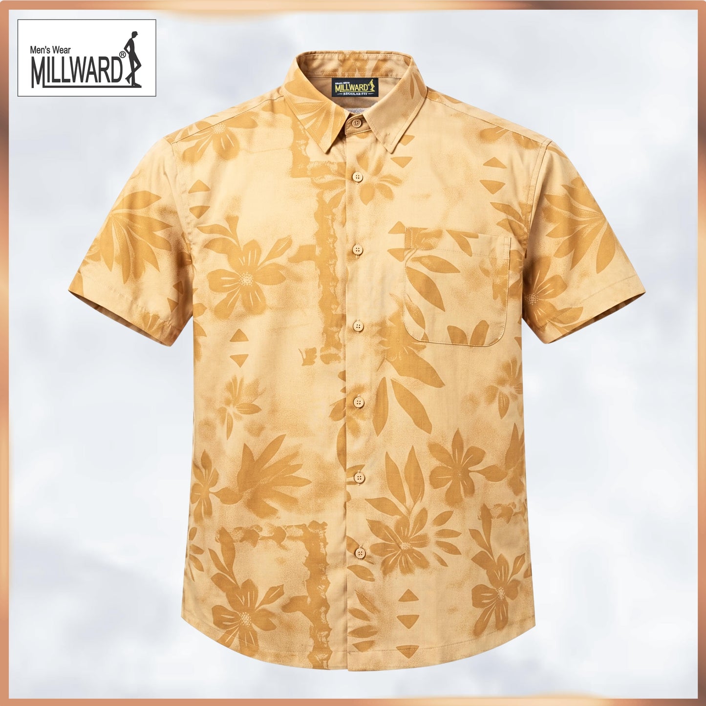 Brand MILLWARD Men’s Floral Short Sleeve Shirt (M–4XL) / Kemeja Lelaki Lengan Pendek Corak Bunga (M–4XL)