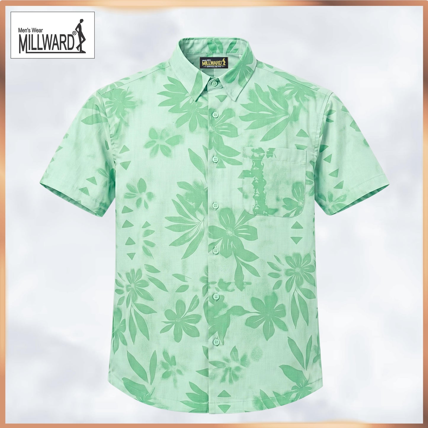 Brand MILLWARD Men’s Floral Short Sleeve Shirt (M–4XL) / Kemeja Lelaki Lengan Pendek Corak Bunga (M–4XL)