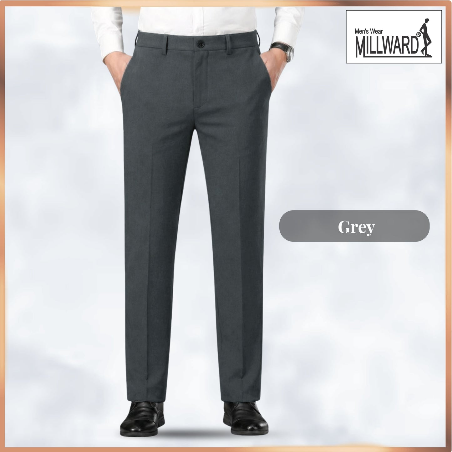 Millward Men's Chino Long Pants Straight Cut [Available} in Oatmeal,Grey,Dark Grey,Black