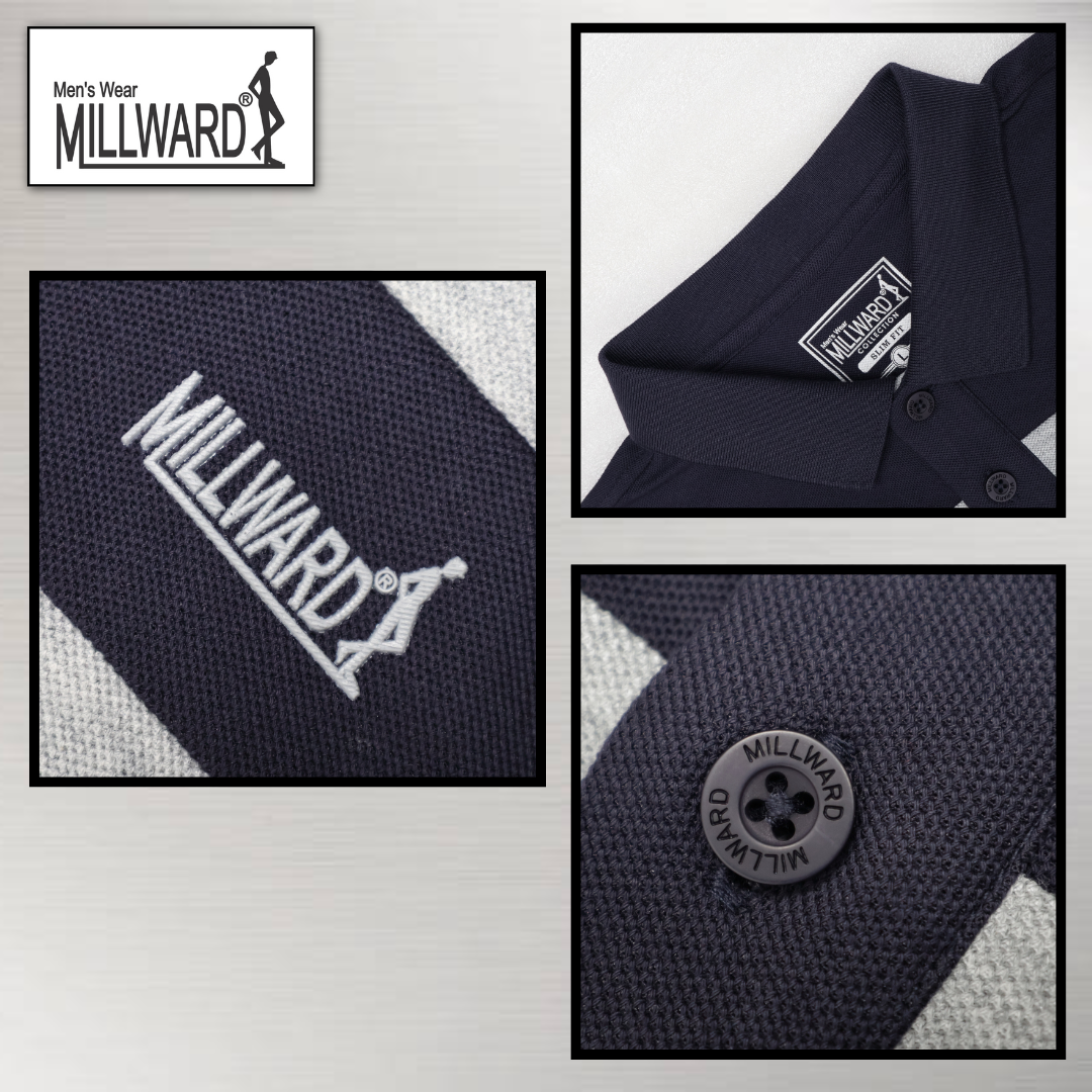 MILLWARD Brand Men’s Polo T-Shirt Red, Navy & White Slim Fit /Kemeja Polo Lelaki Warna Merah, Navy & Putih Potongan Slim