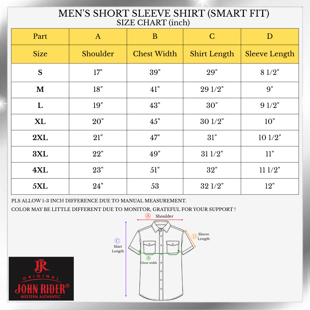 Brand John RIder Men's Denim Shirt Short Sleeve S-5XL [Smart Fit] [Silver Grey/Ash Blue/Khaki]