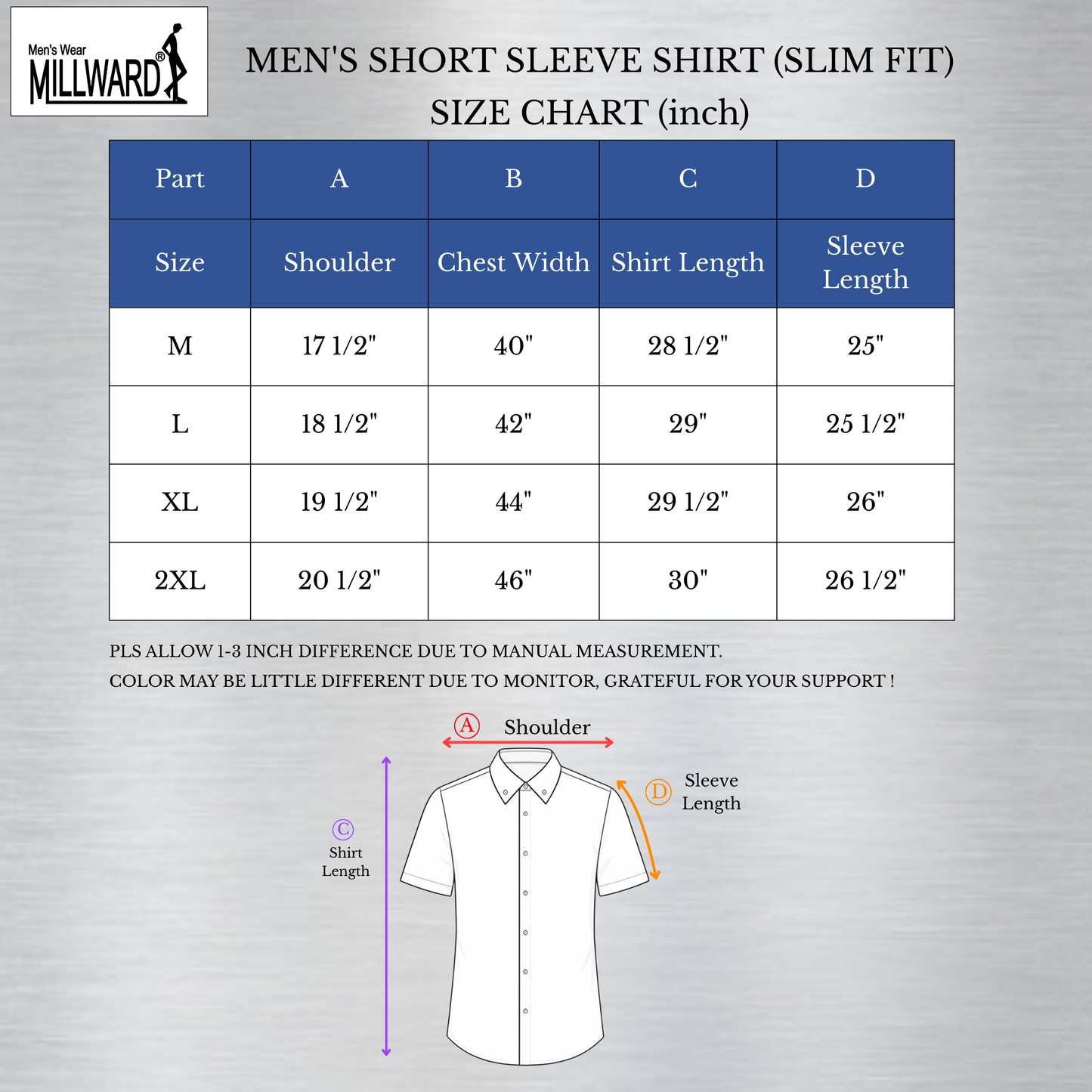 Brand MIllward Shirt short sleeve ,17 colors ,slim fit