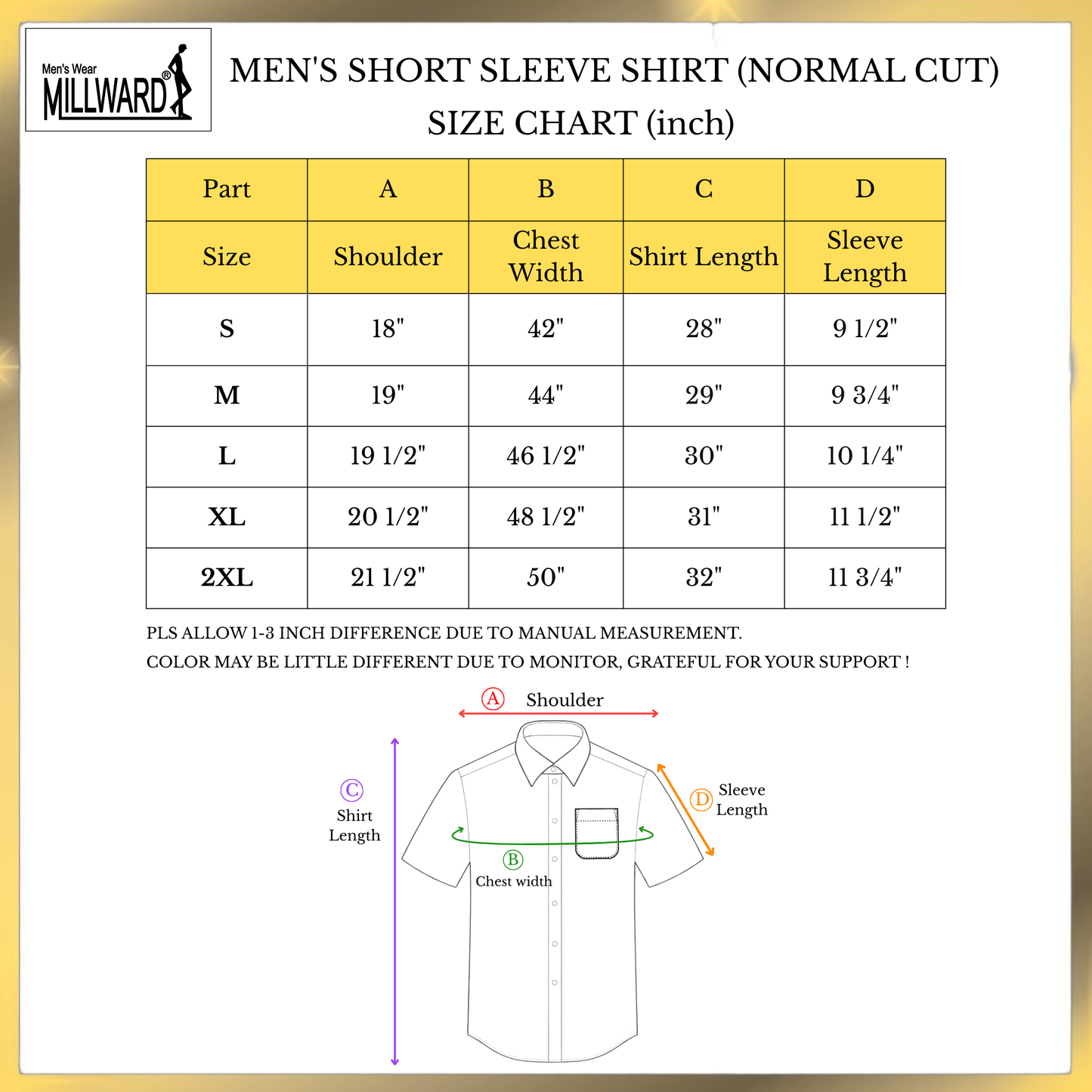 Brand Millward Men's Shirt Short Sleeve [RegularFit] / Kemeja Lelaki Lengan Pendek ) [RegularFit] (Green & Light Grey)
