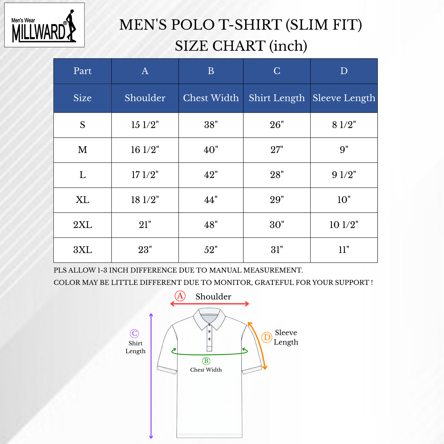 Brand Millward – Men’s Short Sleeve Polo Tee , colour-block modern style