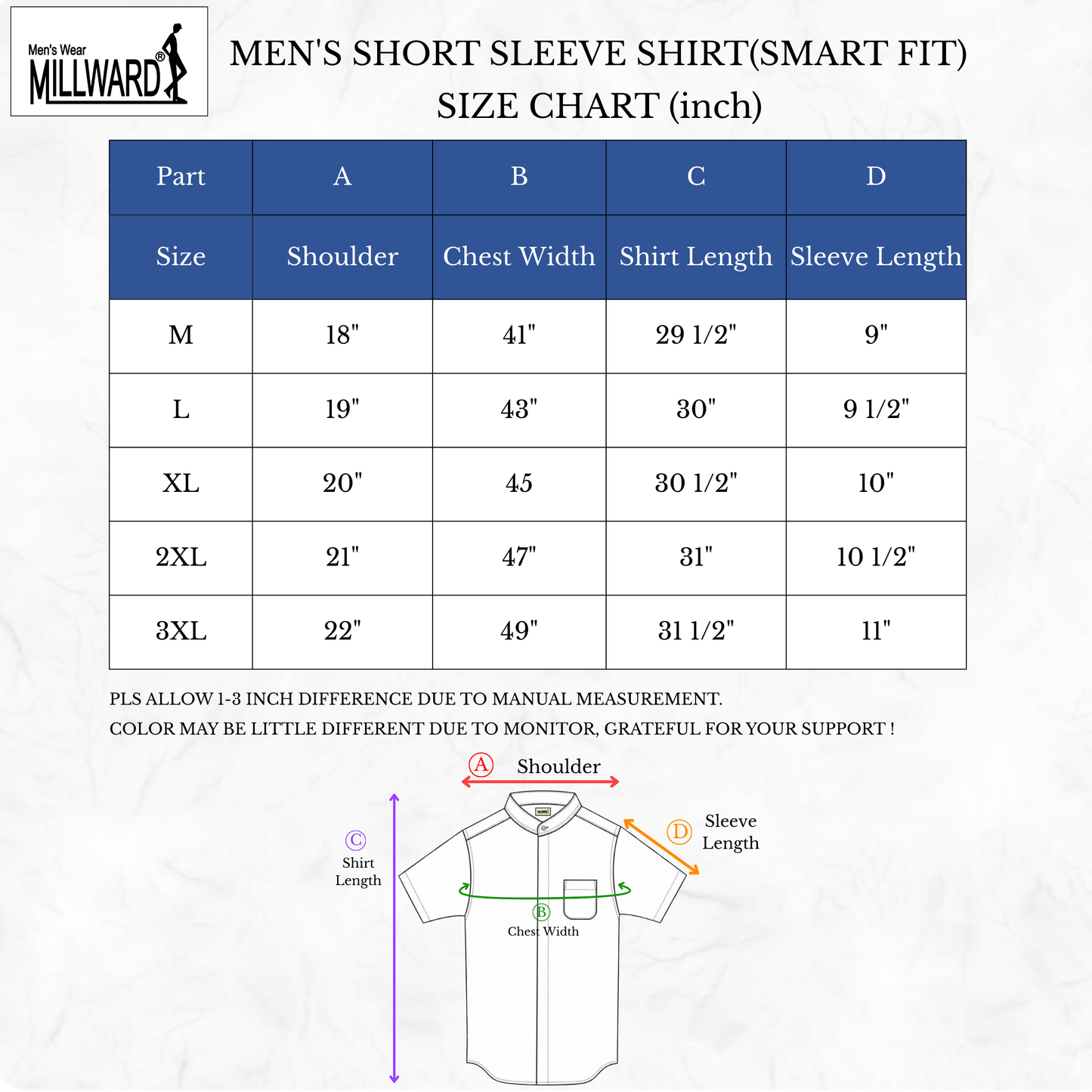 Brand Millward Men Shirt Short sleeve, Denim ,Slim Fit / Baju Kemeja Lelaki Lengan Pendek, Denim